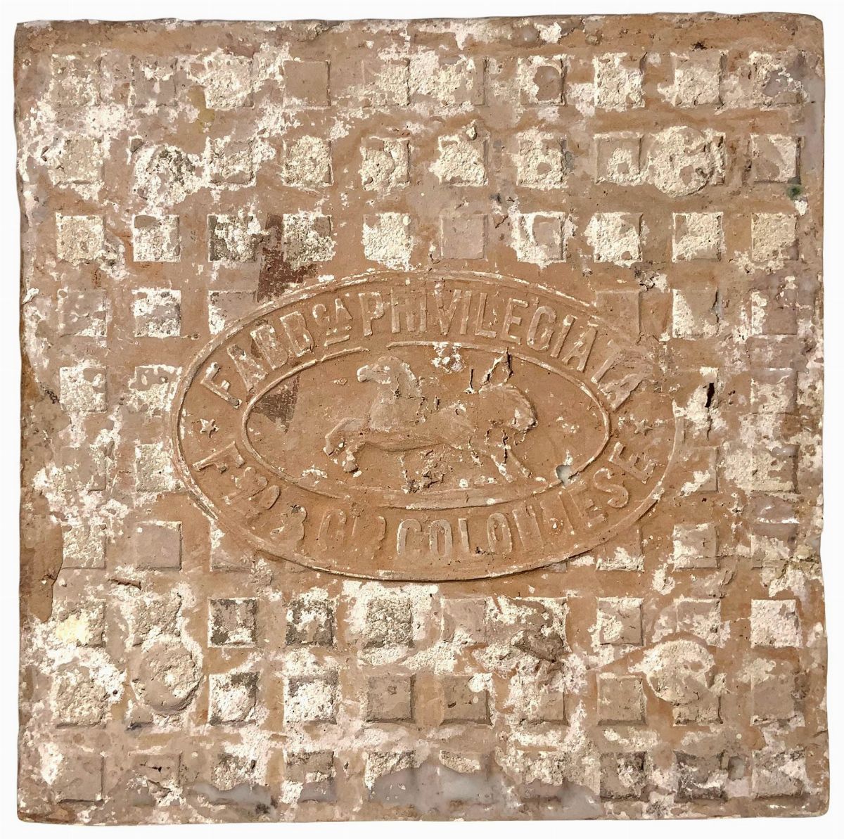 Riquadro di 4 piastrelle in ceramica con decorazione di palme