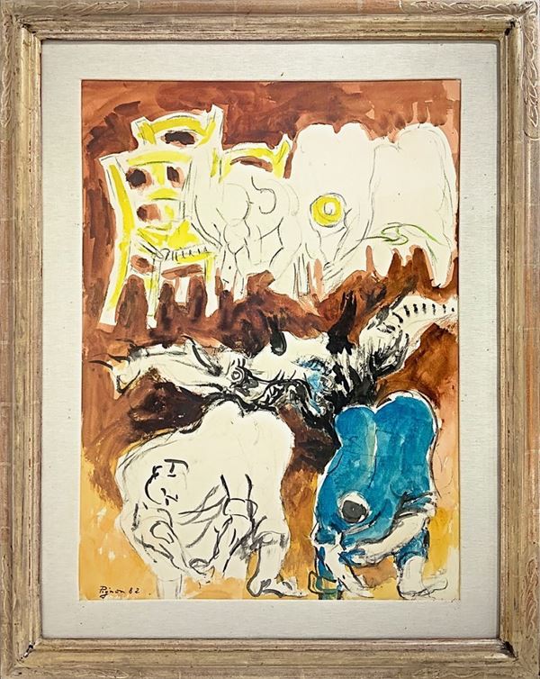 Pignon Ã‰douard (Bully 1905 - Parigi 1993) dipinto ad olio su tela raffigurante personaggi. Firmato e datato Pignon â€˜82. Opera di Edouard Pignon. ... 