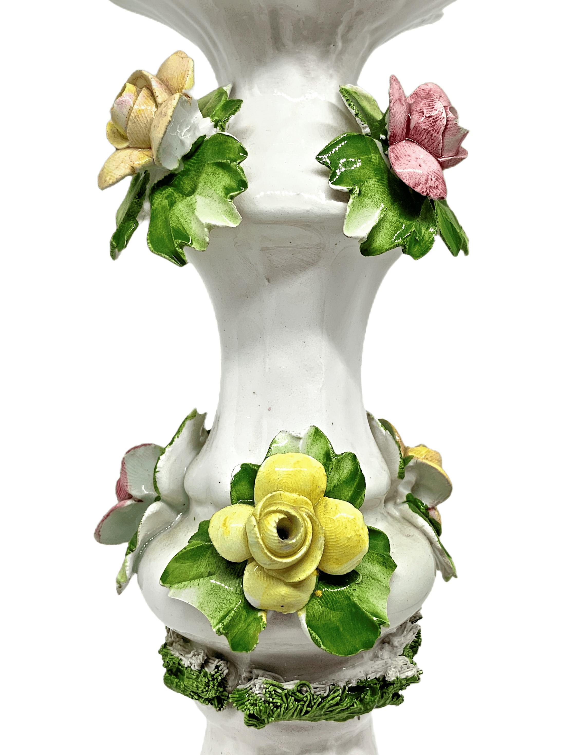 Coppia candelieri bianchi in porcellana di Capodimonte