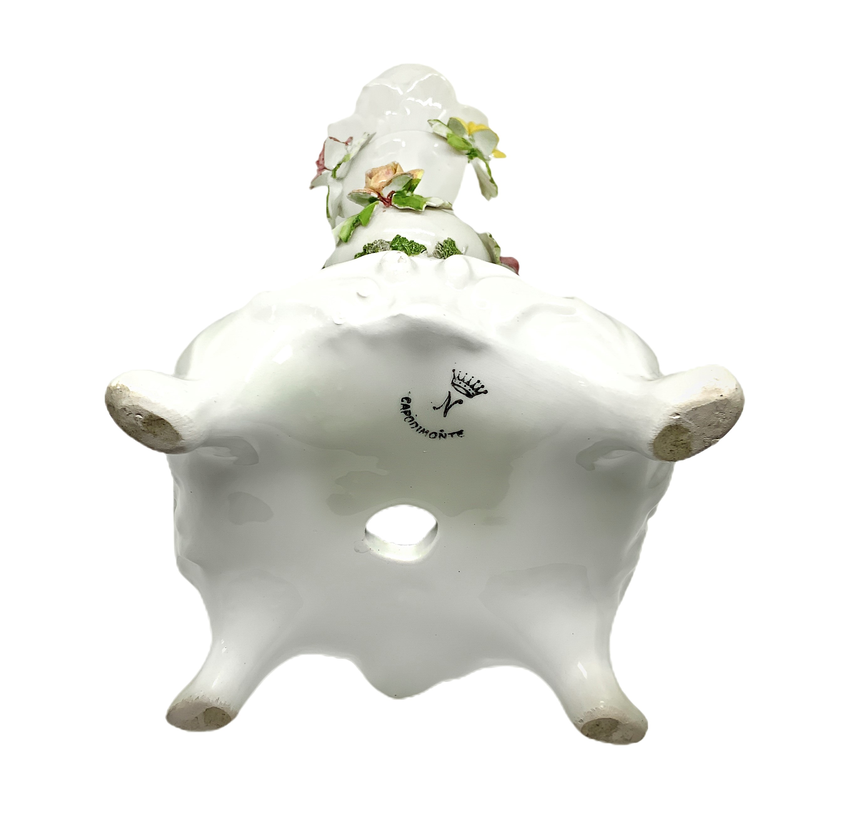 Coppia candelieri bianchi in porcellana di Capodimonte