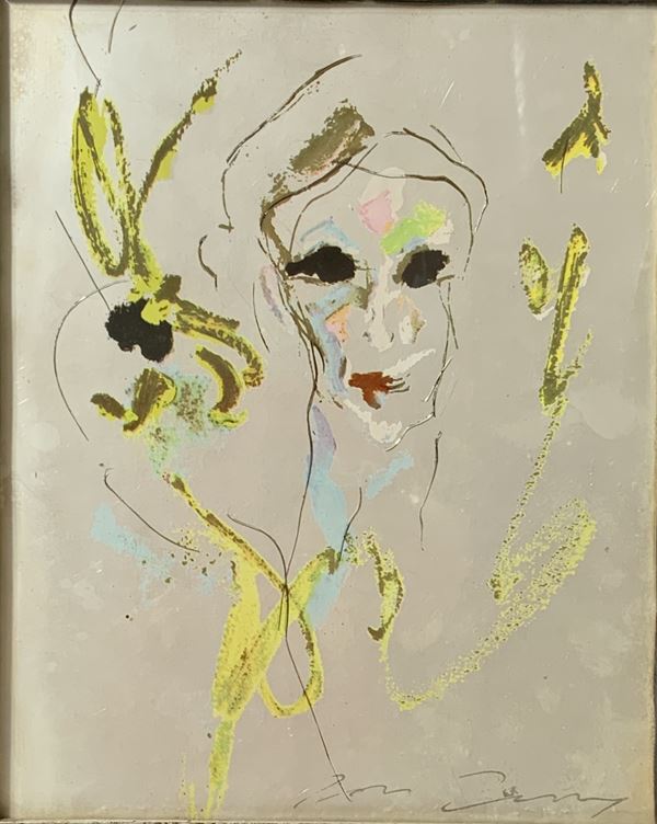 Ernesto Treccani - Ernesto Treccani (Milan, 1920 - Milan, 2009), Lithograph of silver foil depicting "Boy" (1977). N 217/300. Cm 26x21, 41x36 in frame