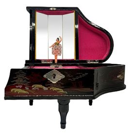 Carillon a pianoforte. con ballerina colore nero. H cm 15. Base cm 23x15 H  cm 15. Base cm 23x15 - Asta Asta di Design ed Antiquariato - Casa d'aste La  Rosa