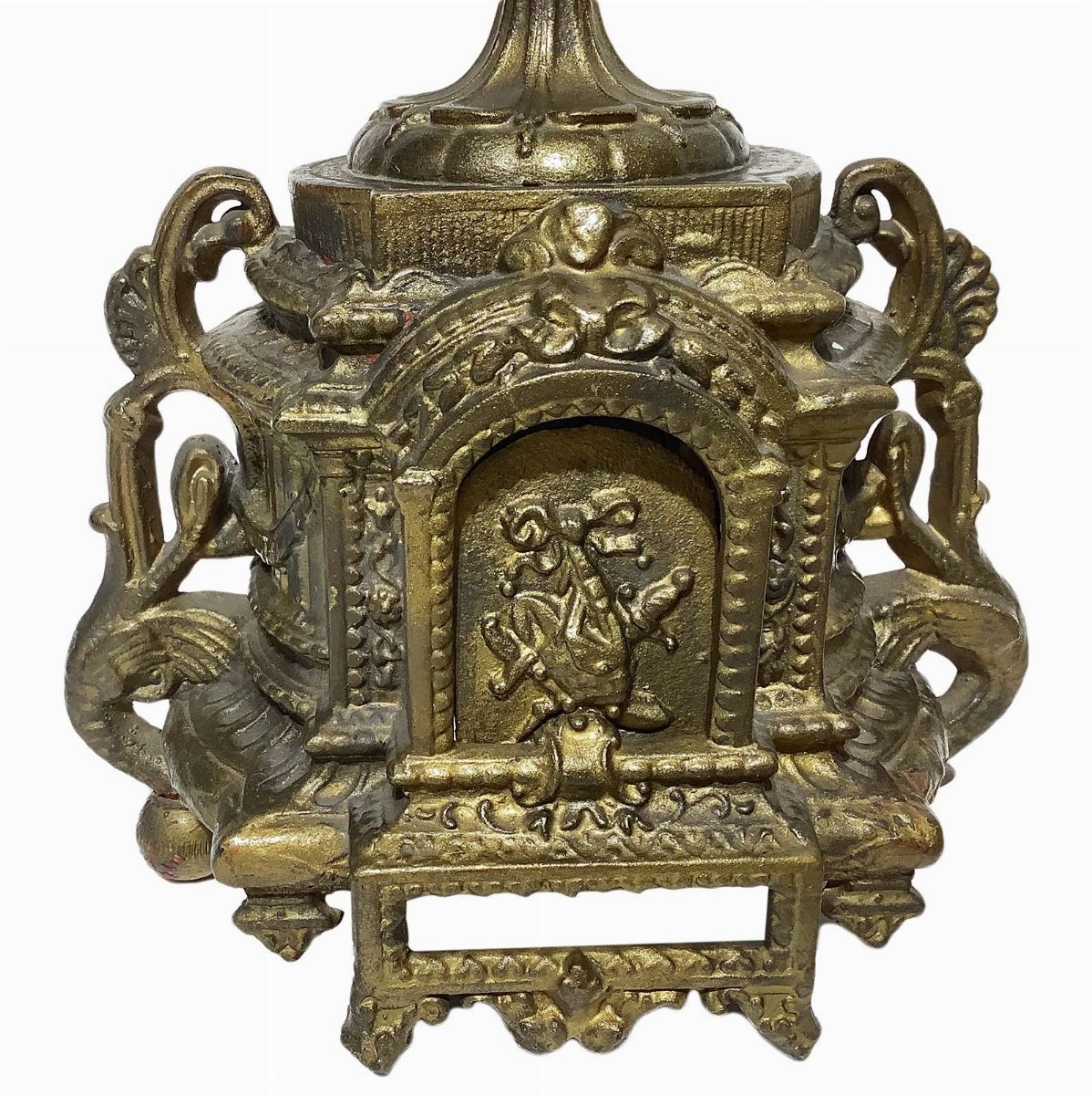 Coppia di candelieri a tre luci, bronzo dorato, XIX secolo