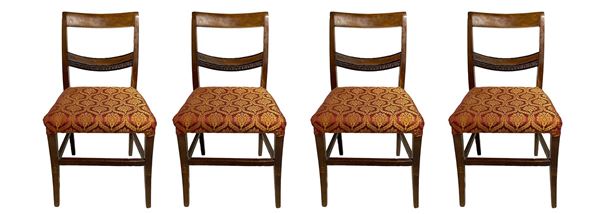 Four chairs in walnut wood  ( late 19th century)  - Auction Asta Eclettica - Casa d'aste La Rosa