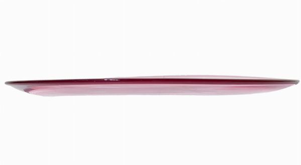 Grande centrotavola in vetro di Murano. Forma circolare con fascia esterna  nei toni del rosa. Diametro cm 44 - Asta Design, Antiquariato e  Collezionismo - Casa d'aste La Rosa