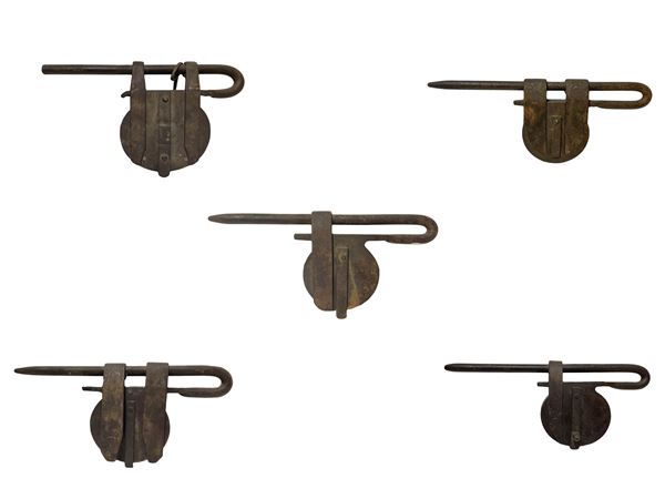 Antique Locks in iron  with keys, 9 pieces.