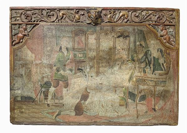 Sicilian cart part depicting Traviata final act. Cm 36x52.