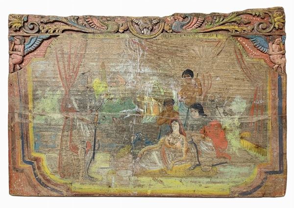 Sicilian cart part depicting Arab women. Cm 31x49.