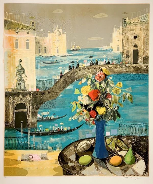 &nbsp Jean Calogero&nbsp (Catania 1922 &ndash  Catania 2001), litografia, raffigurante &ldquo Venezia&rdquo . 1993,&nbsp (1/130)  Cm 70x100, in ... 