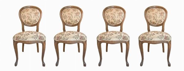 Four walnut chairs  (20th century)  - Auction Asta a Tempo - Casa d'aste La Rosa