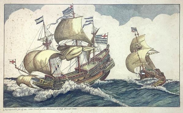 Sailing ships at sea “L. Backhuisen fec.et. exc.:cum Privil: ordin: Holland: et Weft Frisice. 1672 "