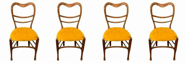 Four chairs, scalloped back. H 85 cm H seat cm 43 cm 41x39