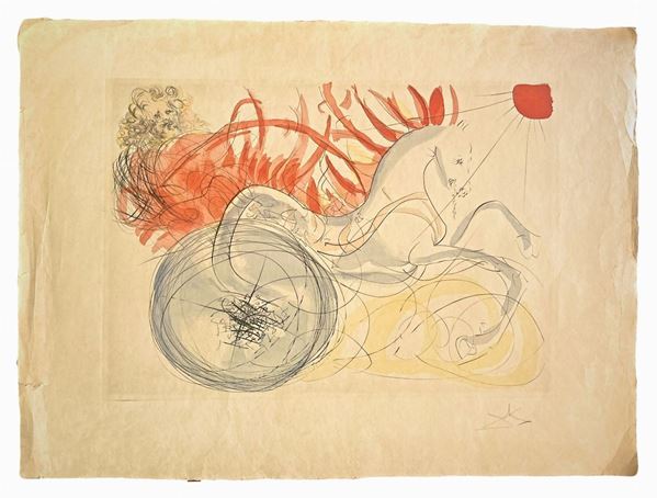 Dalì, prova d'autore firmata in basso a destra Dalì. Misure a tutto foglio cm 57x77. Opera sprovvista di cornice