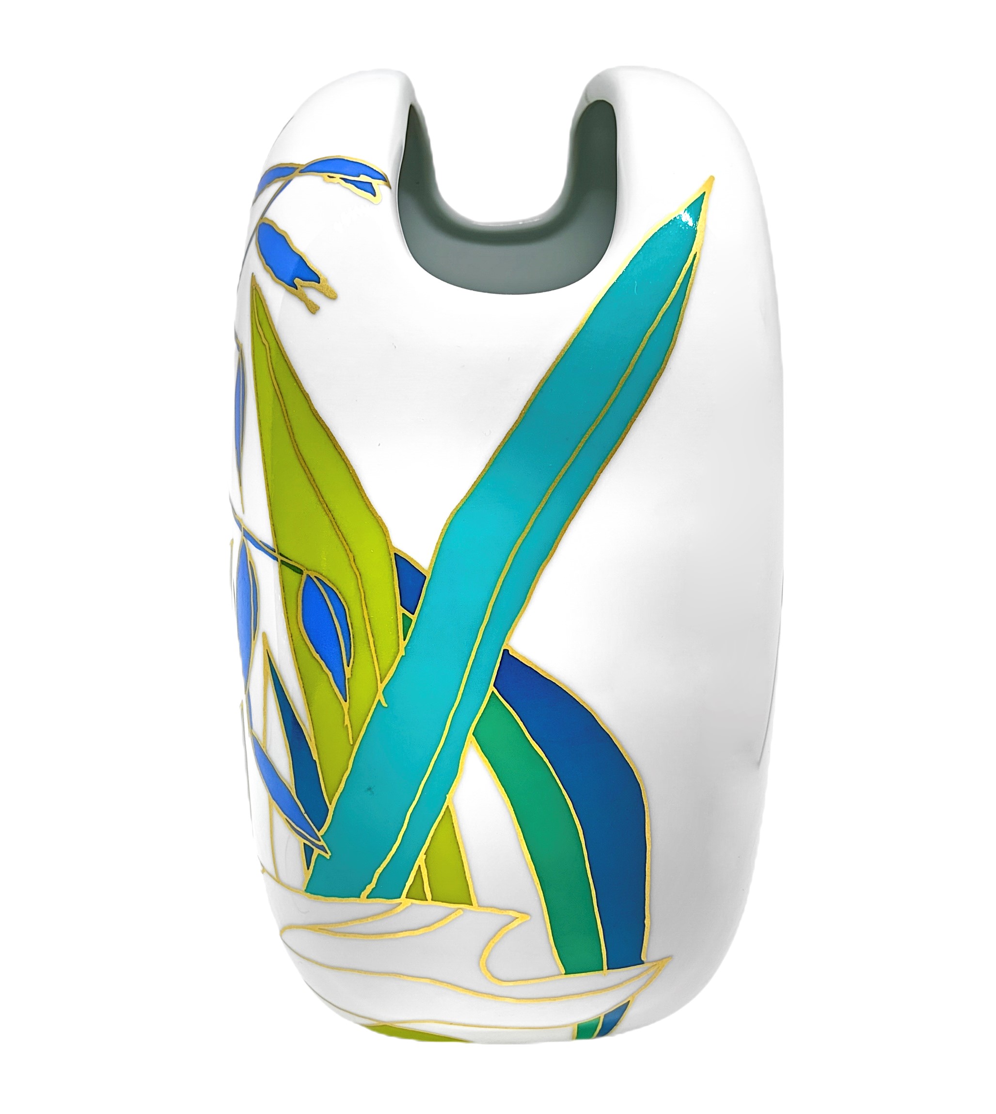Rosenthal - "vaso Dipinto con Smalti a Motivo Floreale"