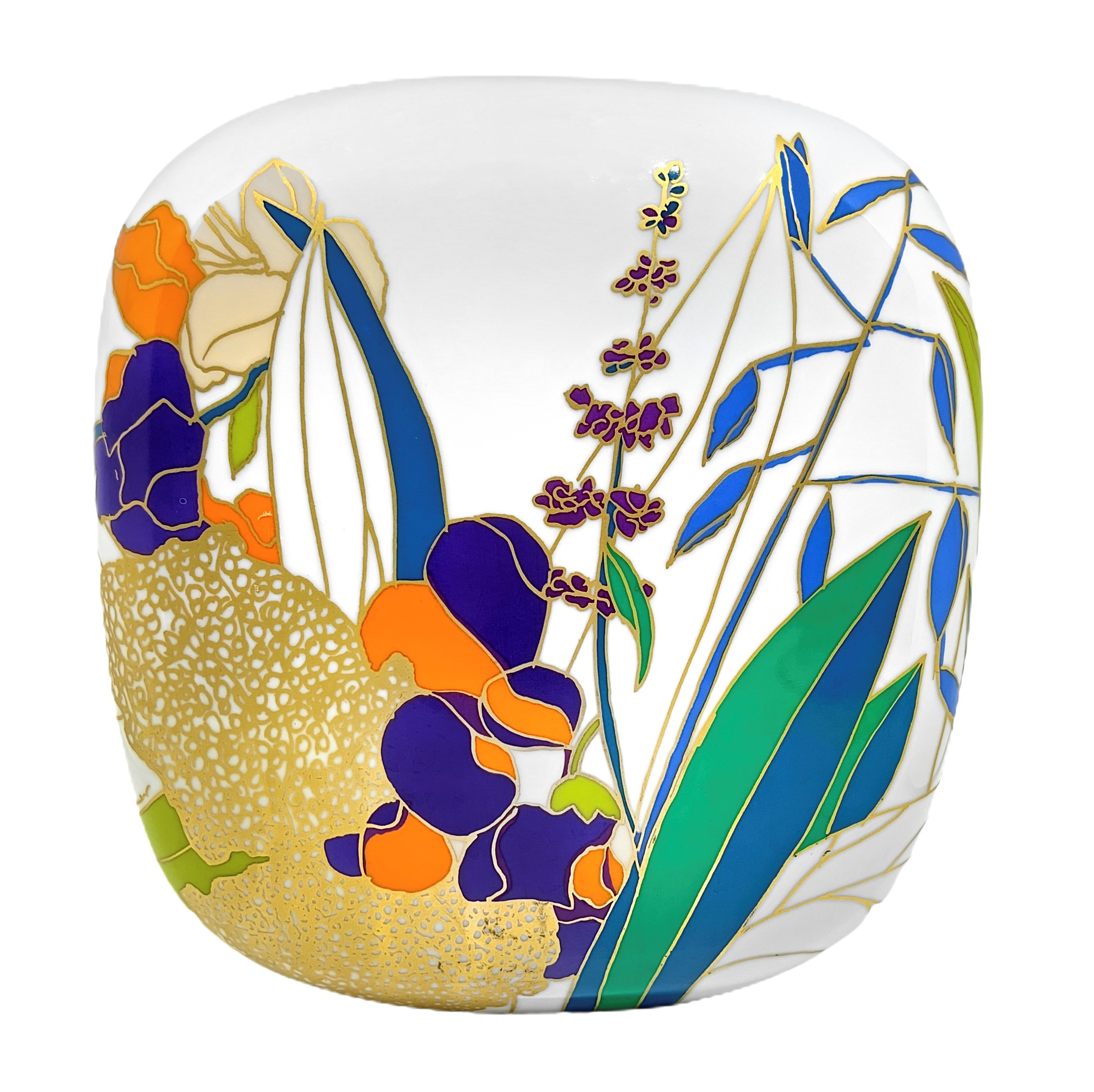 Rosenthal - "vaso Dipinto con Smalti a Motivo Floreale"