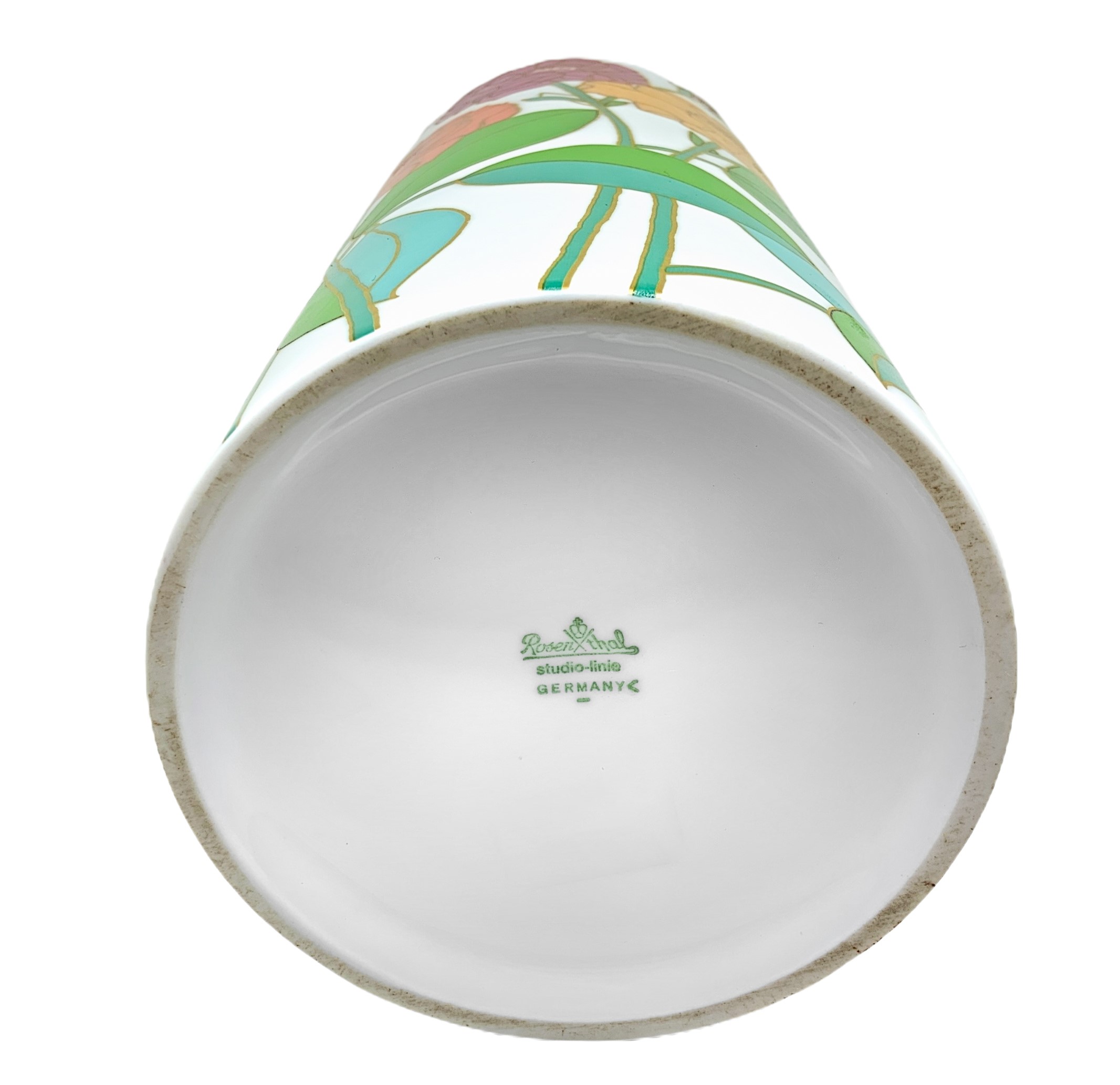 Rosenthal - "vaso Dipinto con Smalti a Motivo Floreale"