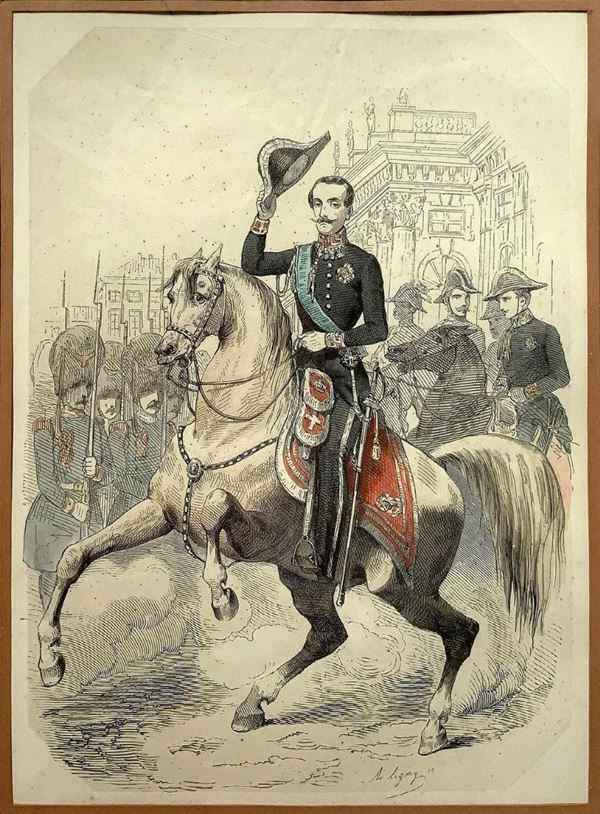 Stampa di Charles-Albert-AmÃ©dÃ©e (Carlo Alberto Amedeo). 
Cm 19x14