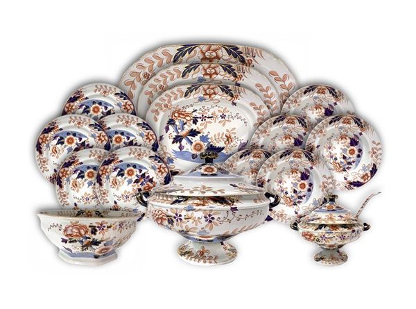 Davenport Longport Imari China - Prestigioso servizio di piatti in porcellana con motivi floreali 