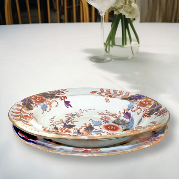 Davenport Longport Imari China - Prestigioso servizio di piatti in porcellana con motivi floreali 