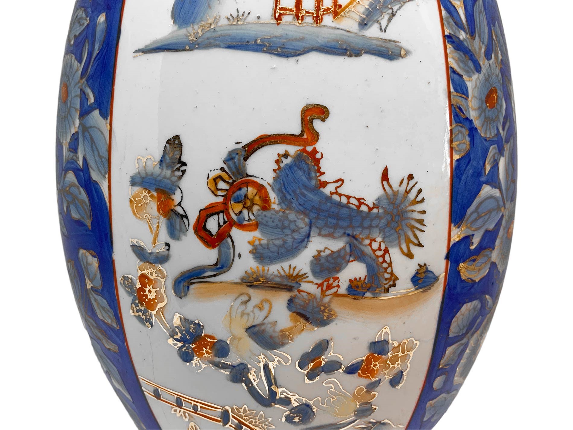 Vaso in Porcellana Cinese Decorazione Floreale sullo Sfondo Blu e Bianco