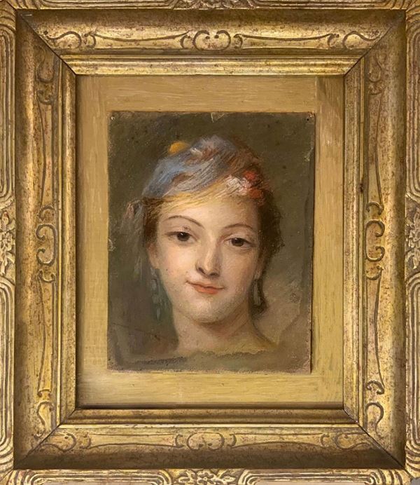 Woman with hat and flowers  (Nineteenth century)  - oil painting on canvas - Auction #50: Antiques and Modern and Contemporary Art - Casa d'aste La Rosa