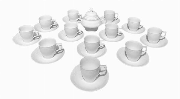 Servizio da caffè Rosenthal Sanssouci Classic Germany color bianco, XX secolo, per 12 persone con zuccheriera.