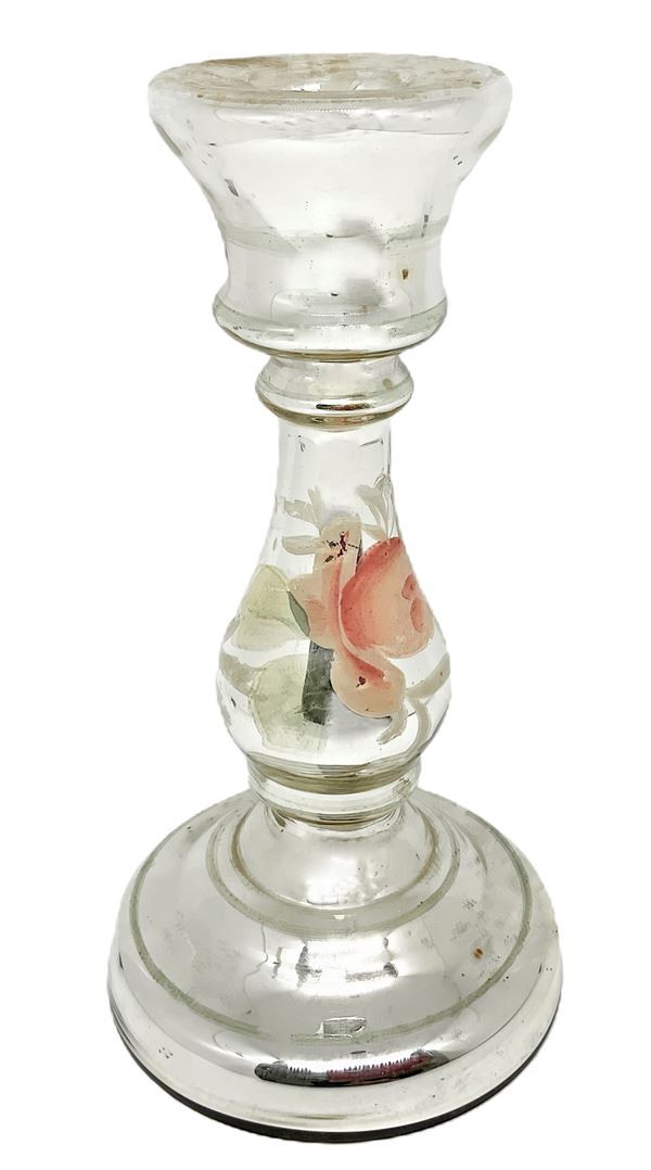 Candlestick Murano glass silver mercury, nineteenth century. H 19 cm
