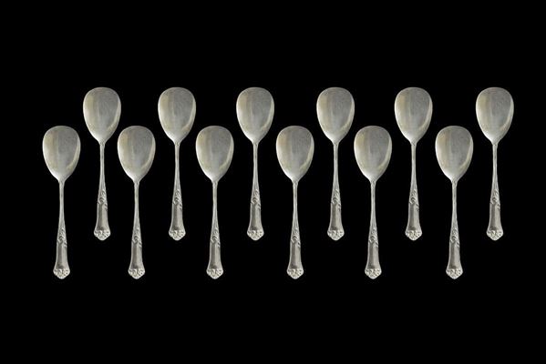 Set of ice cream cudlery in silver composed of 12 palette ice cream (150 gr).