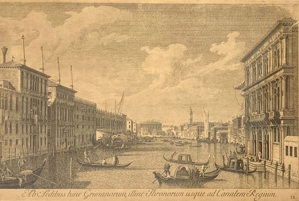 Etching depicting Venice, Palazzo dei Grimanorium, Canalem Regium. Mm in primitura 270x430, 400x550 mm in frame
