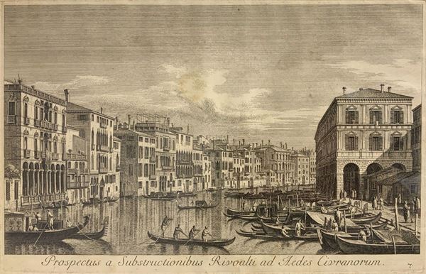 Etching of Venice Aedes Civranorum. Mm270x420, in frame 400x550 mm