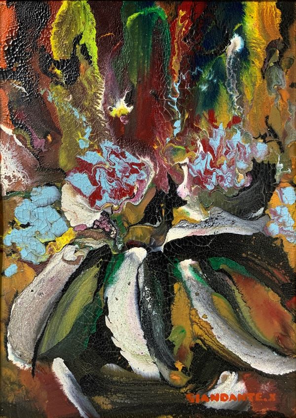 Dante Pesc&#242; Giandante X - Oil painting on canvas depicting abstract composition. signed on the lower right Giandante X (Milan 1899-1984). 50x35 cm, 67x52 in frame.