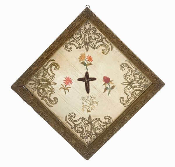 Paramento sacro in cornice. Cm 44x45