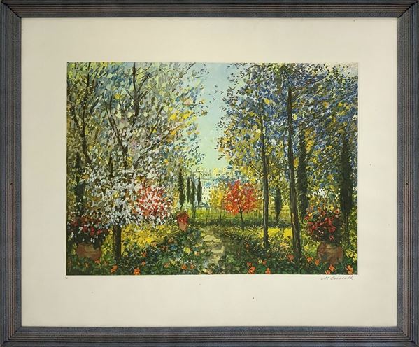 Cascella Michele (Ortona 1892- 1989 Milano), litografia raffigurante ginestre, 58/200. Firmata in basso a destra M. Cascella. In cornice cm 91x69