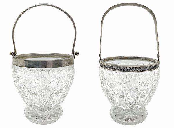 Pair of crystal ice buckets. H 12 cm diameter 12 cm