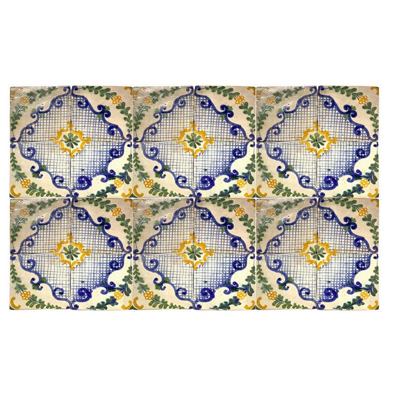 26 piastrelle in ceramica. Quattro riquadri di piastrelle in ceramica