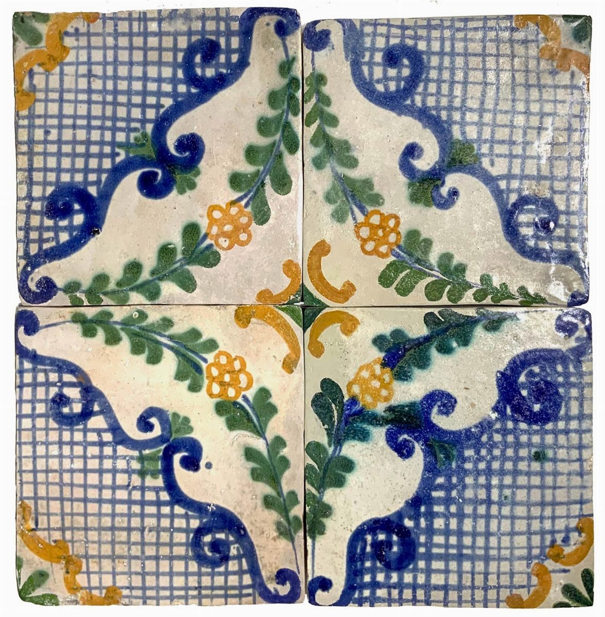 26 piastrelle in ceramica. Quattro riquadri di piastrelle in ceramica