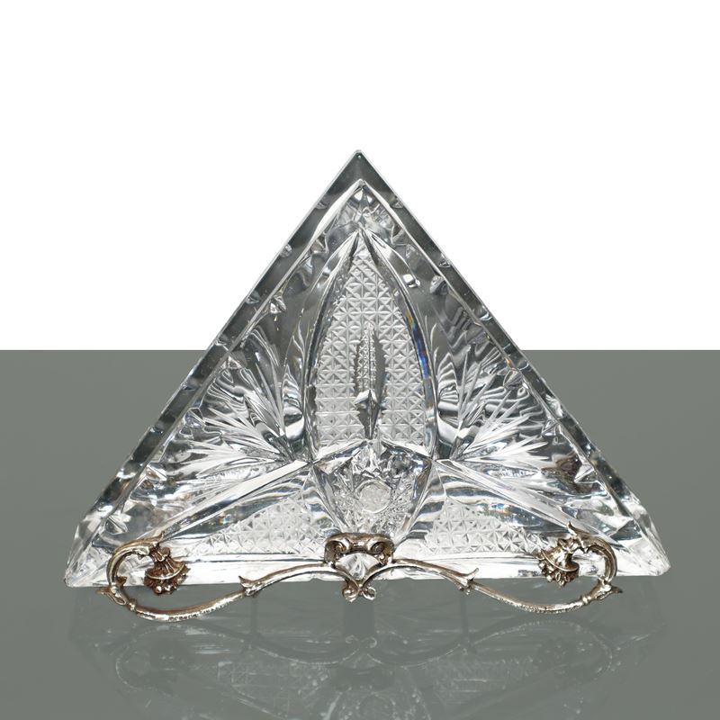 Portatovaglioli in argento 800 e cristallo.