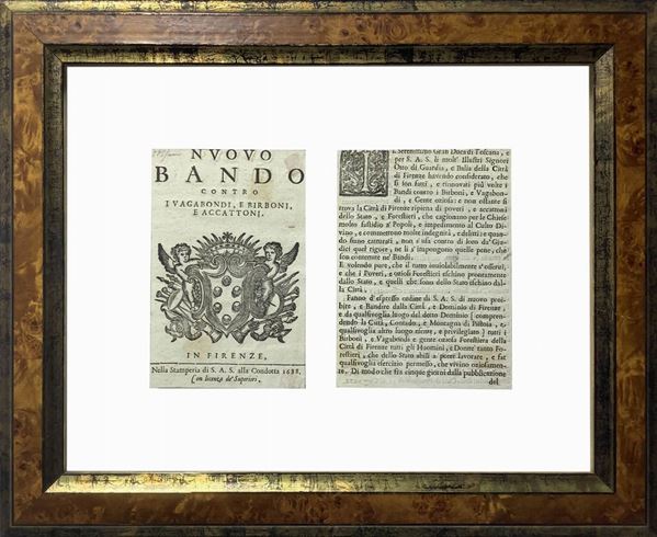 Stampa del nuovo bando contro i vagabondi e birboni e accattoni  (1688)  - Asta Asta di dipinti, oggetti, arte orientale e mobili - Casa d'aste La Rosa
