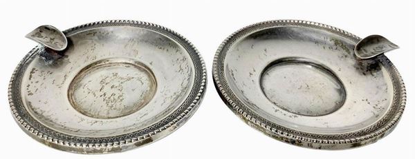 Pair of ashtrays, 800 silver. Diameter 8.5 cm