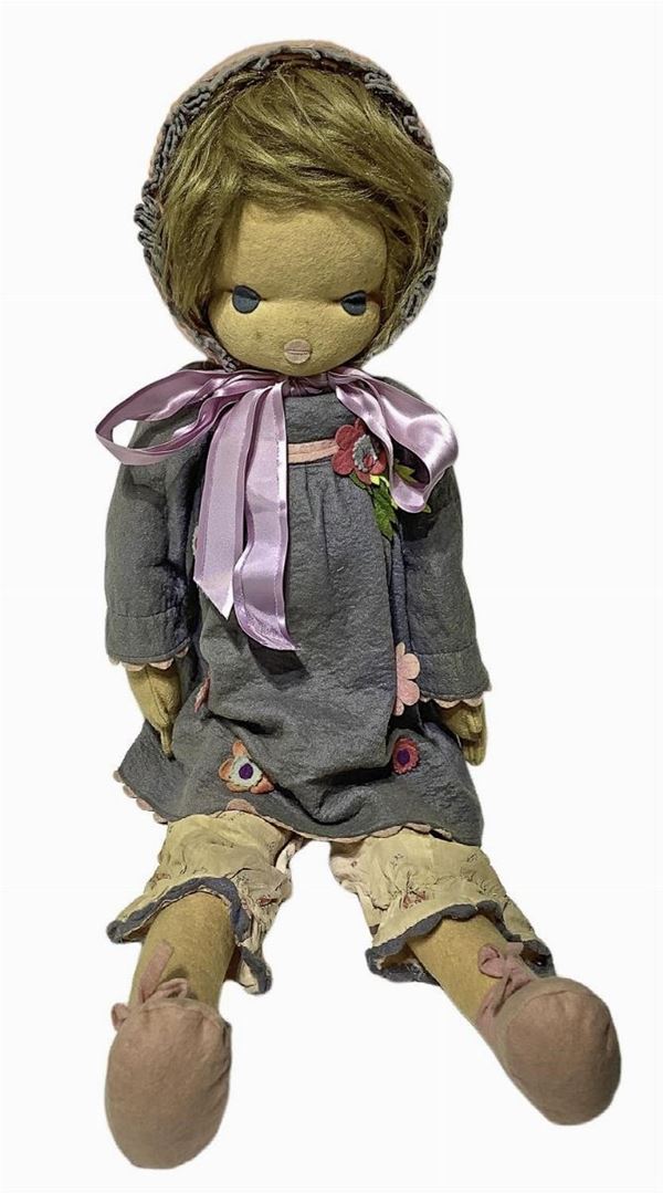 Lenci doll, Torino, Italy. Hand made with mohair hair, stiff limbs. H 61 cm