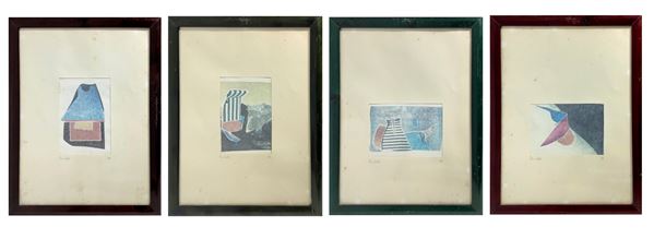 Peter Dischleit - No. 4 lithographs depicting abstract landscapes, signed Dischleit Peter (1940-1993), dated 1981. Each 20x13 cm, in frame 51x39 cm