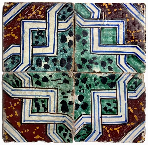 Bruno Tommaso - Quattro riquadri di piastrelle in ceramica, stile arabo