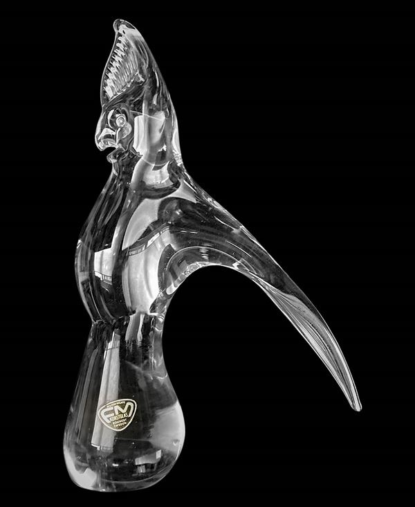 Pappagallo in cristallo  (XX Secolo)  - Asta Design, Arti Decorative del XX secolo e Dipinti d'arte moderna e contemporanea - Casa d'aste La Rosa
