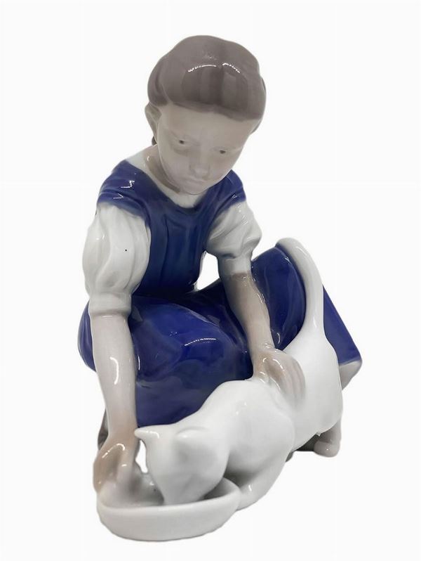 Copenaghen - Statuette Copenhagen, B & G, with Cat girl. H 14 cm
