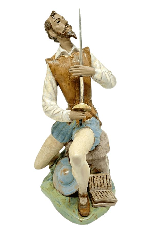 Copenhagen porcelain figurine depicting Don Quixote. H 22 cm
