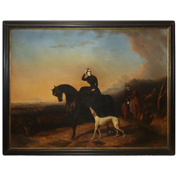 Alfred   De Dreux - The return of the Duchess Almeda from a trip to Koat-Ven